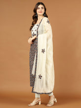 Patch Neck Printed Cotton Unstitched Suit Piece With Dupatta